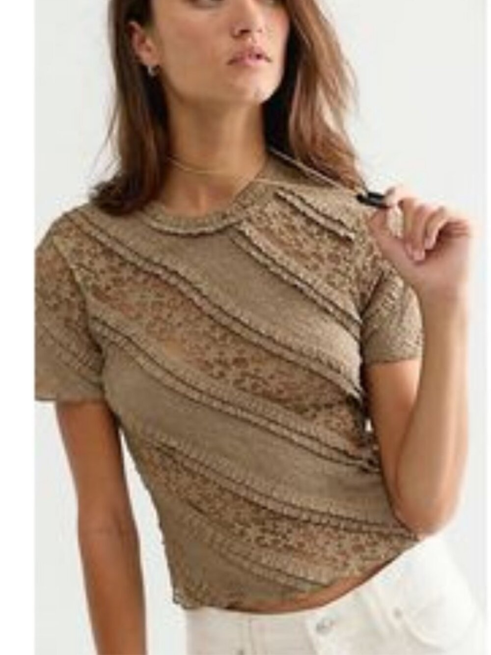 NWT Free People Solita Lace Top in Lone Wolf